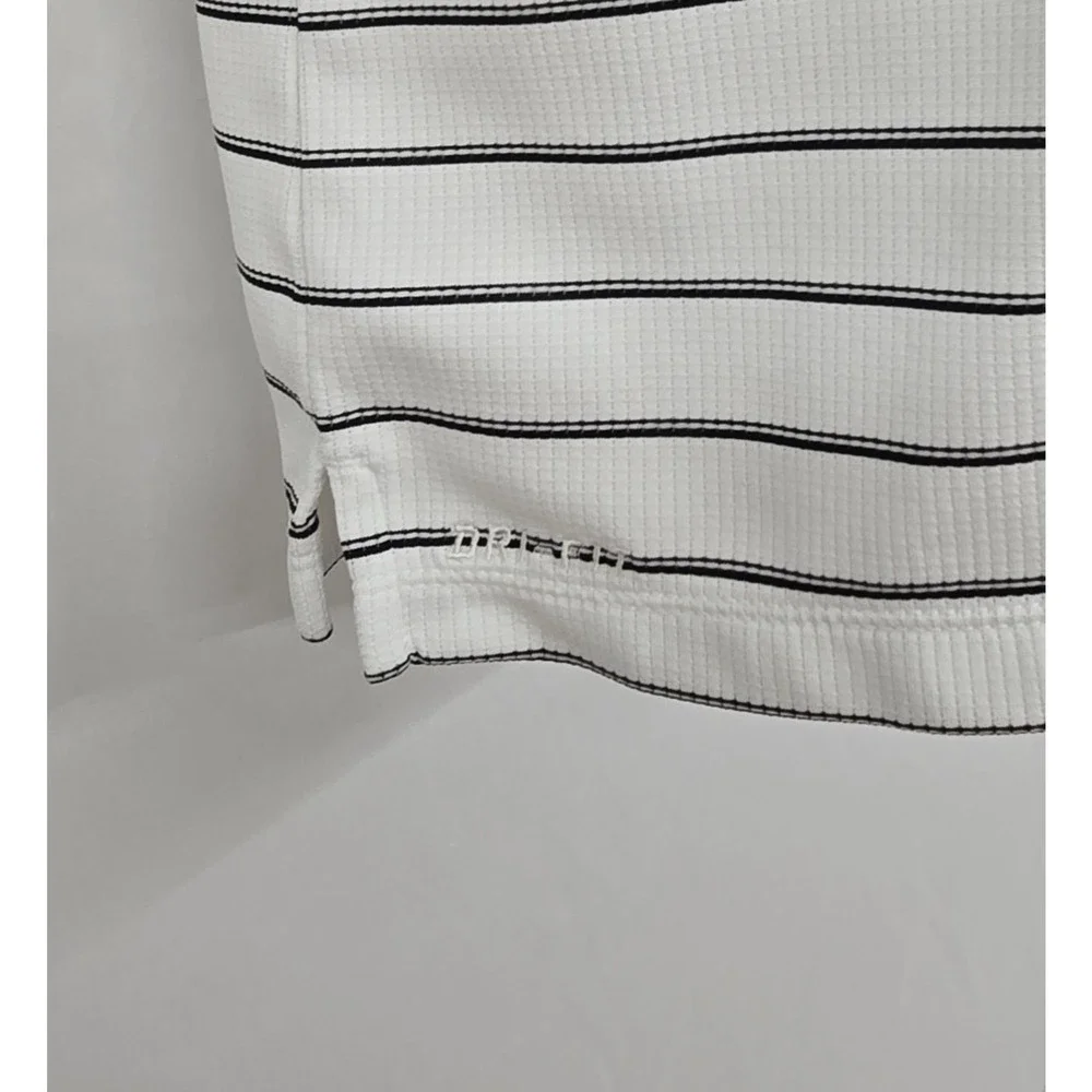 Nike Dri-Fit Polo Shirt Men's XL * White Black Stripe Short Sleeve Preppy Swoosh